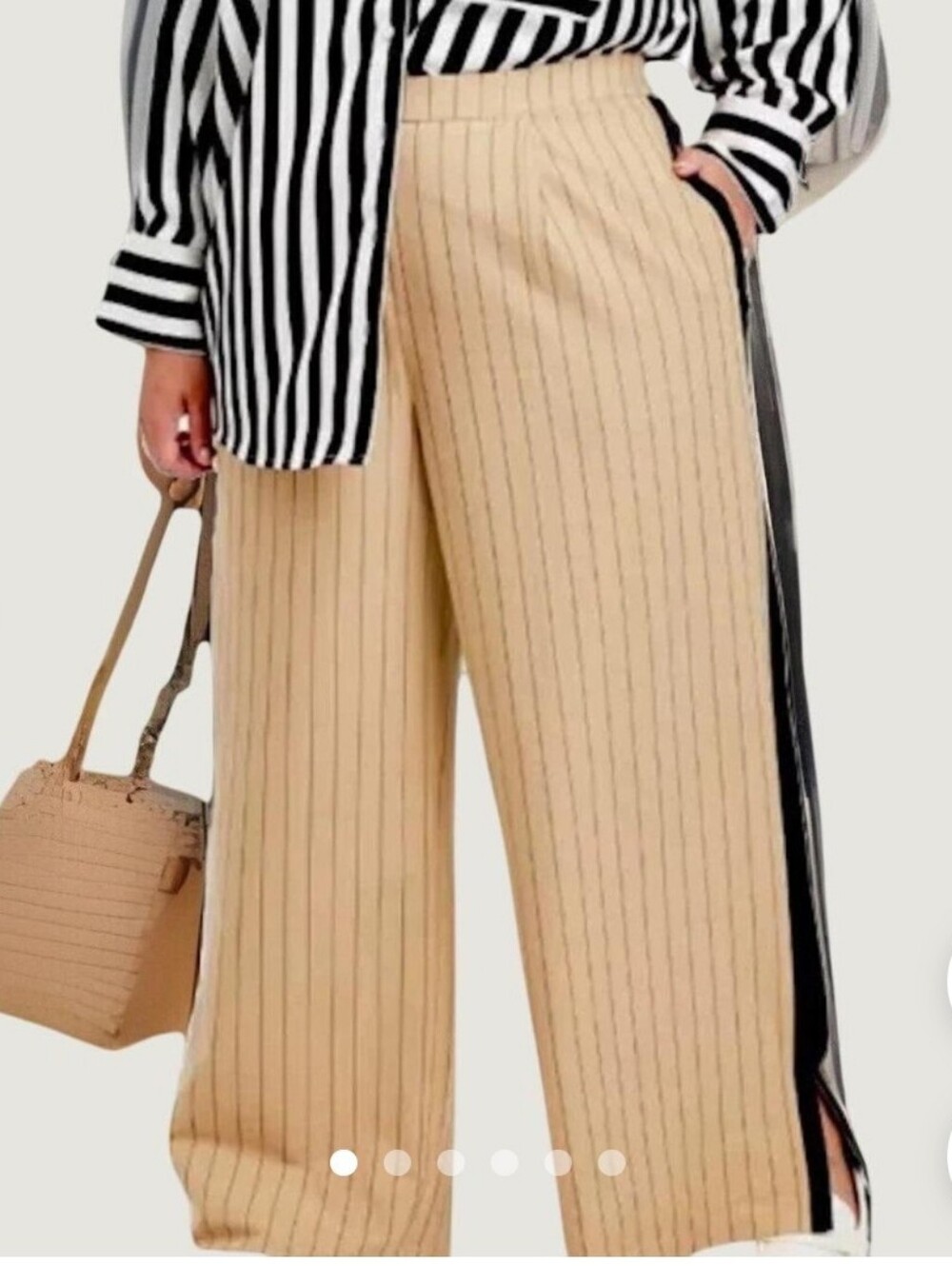 La Ligne for Target Pinstripe Wide-Leg Pants Brown & Black XL